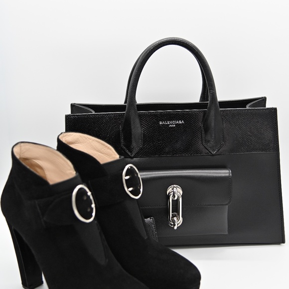 Prada Black Suede Ankle Boots w/ Buckle 37.5 - Picture 1 of 8